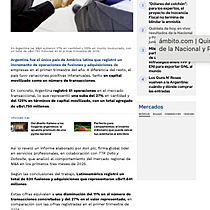 Argentina fue el nico pas de Amrica latina donde crecieron las fusiones y adquisiciones de empresas